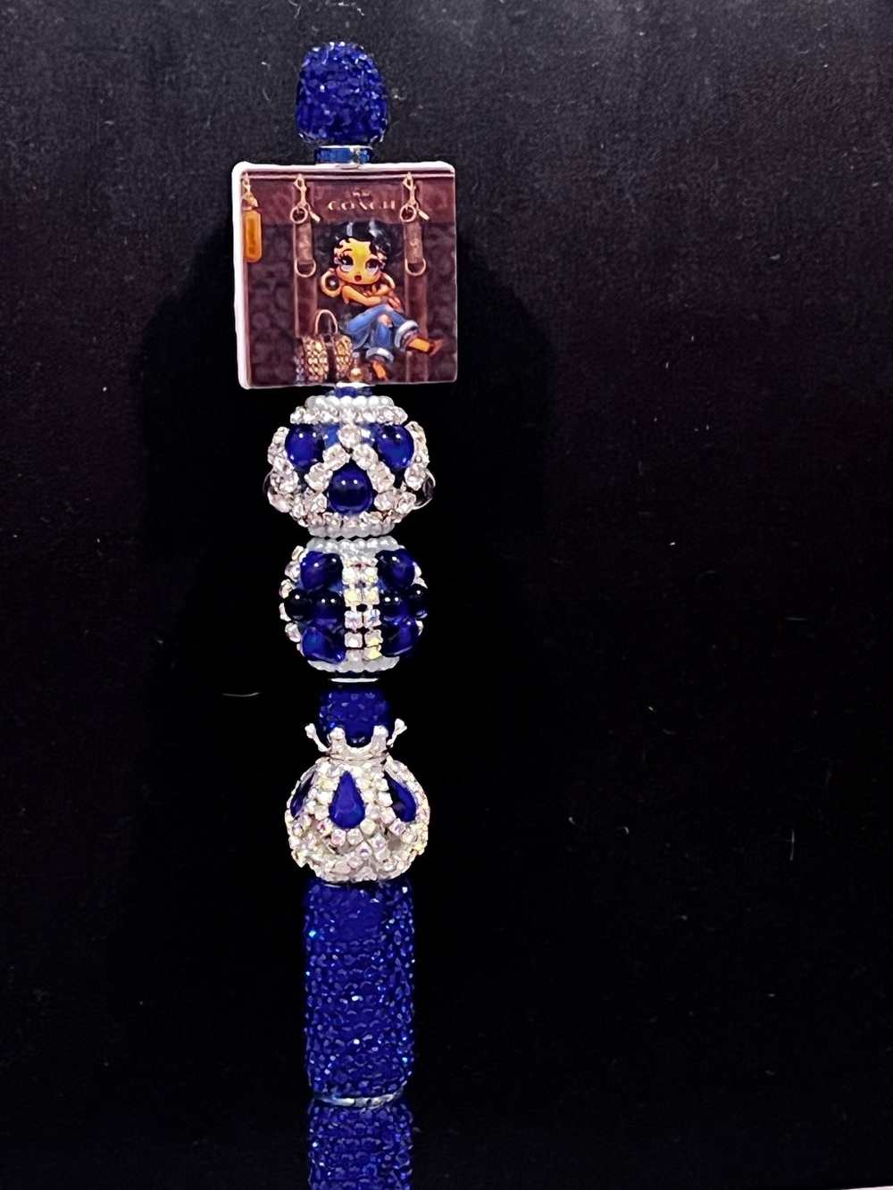 Betty Boop designer inspired dark blue silicone focal fancy beaded pen